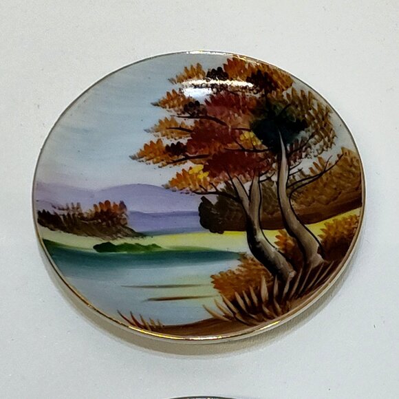 Ucagco Hand Painted Japan Landscape Decorative Plate w/ Gold Trim 5 Plates 1940s - Picture 3 of 13